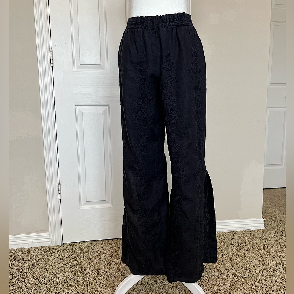 Johnny Was Renee Side Slit Palazzo Pant, S
